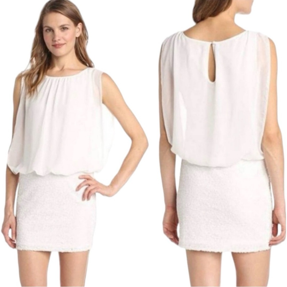 Aidan Mattox Ivory Beaded Mini Dress
